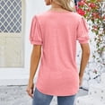 thumbnail image 6 of MIUOWANP Women's Shirts V-Neck Short Sleeve Cotton Tops T-Shirt Basic Tees Solid Color V-Neck Pleated Buttoned Short-Sleeve Top Size XXL(12)Pink, 6 of 6