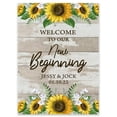 thumbnail image 1 of Darling Souvenir MADE WITH LOVE Personalized Welcome Sign/ Banner, Welcome To Our New Beginning Custom Sunflower Border Wedding, Engagement Party Sign - 18x12, 1 of 5