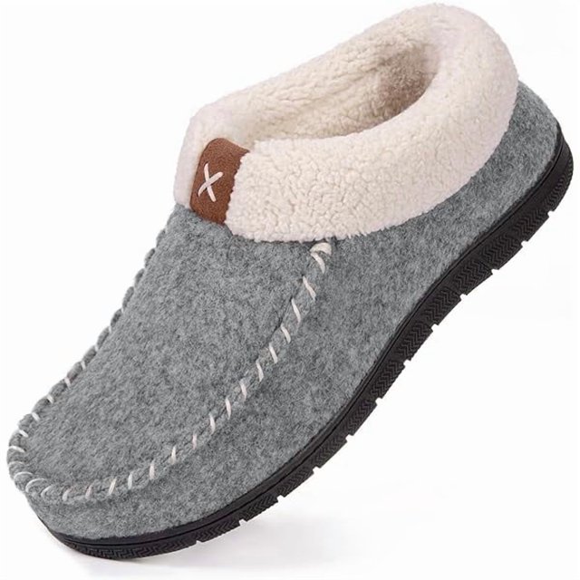 wonima44 Women's Moccasin Slippers Warm Comfy Wool-felt Memory Foam Indoor House Shoes