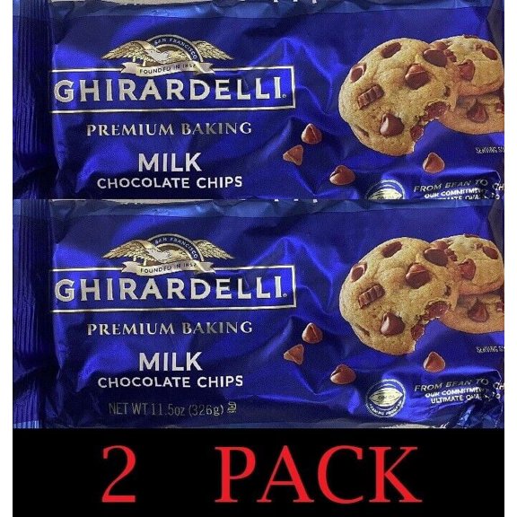 2x GHIRARDELLI Milk Chocolate Premium Baking Morsels Chips 11.5 oz Bag - 2 PACK