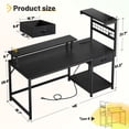 thumbnail image 3 of EnHomee 47.2" W Desk with Power Outlets & Hutch Homing Desk for Small Space Computer Desk with Storage Shelves，Black, 3 of 7