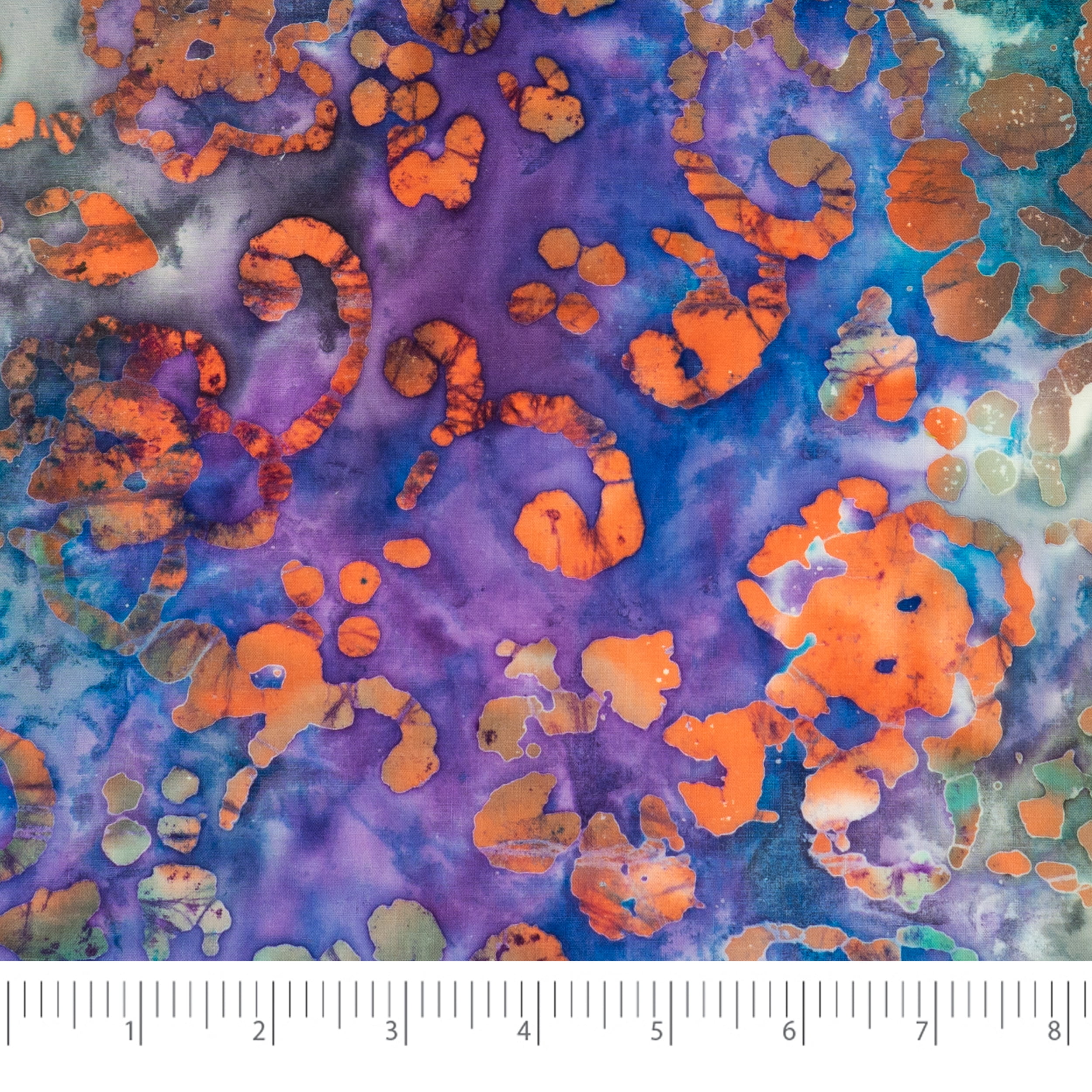 SINGER Fabric Batik 100% Cotton Print Blue and Purple Flower, 42 inch, Cut by the Yard