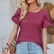thumbnail image 3 of Blusas de Algodón para las Mujeres Impresas Cuello Redondo 3/4 Manga Casual Camiseta, Ligero Top de Algodón de Imitación para el Hogar, Diario Y Cuatro Estaciones de Uso, 3 of 4