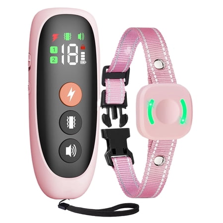 1 Pack Dog Traning Collar Dog Shock Collar with 4 Traning Modes Beep Vibration Shock & Lighting Remote 2650FT Rechargeable Waterproof Electronic Collar for All Breeds Pink