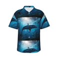 thumbnail image 1 of Bingfone Ocean Dolphin Fish School for Men's Short Sleeve Button Down Shirts Hawaiian Beach Shirt,Large, 1 of 7