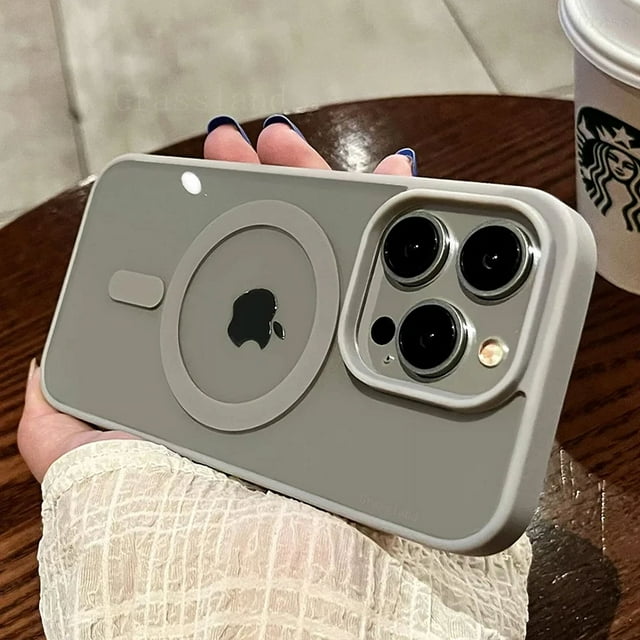 New Shockproof Magnetic Transparent Case For iPhone 16 15 14 13 12 11 Pro Max 16 Plus Magsafe Wireless Charge Hard Back Cover Grey For iPhone 13
