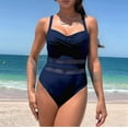 thumbnail image 2 of Dycnvjo Women'S One Piece Hollow Out Tummy Control Strap Back Bikini Set Bathing Swimsuits Navy Blue XL, 2 of 5