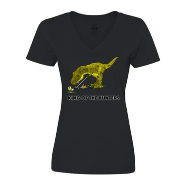Inktastic T-Rex, King of the Mushroom Hunter Women's V-Neck T-Shirt