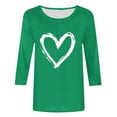 thumbnail image 4 of Odbmxy 3/4 Sleeve T-Shirt Women Valentines Day Women's Plus Size Tops Heart Print Soft Holiday Casual Loose Tops Green, 4 of 5