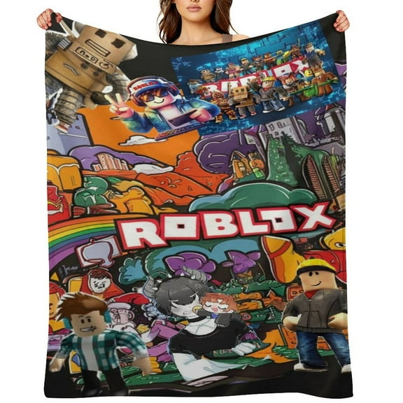 Roblox flannel blanket throw Plush Throw Blanket - Measures - Kids Super Soft Fleece Creeper Battle Bedding