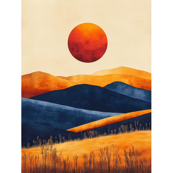 Sunset Mountain Landscape Canvas Art Print Perfect for Living Room Hallway and Dining Room Decor.