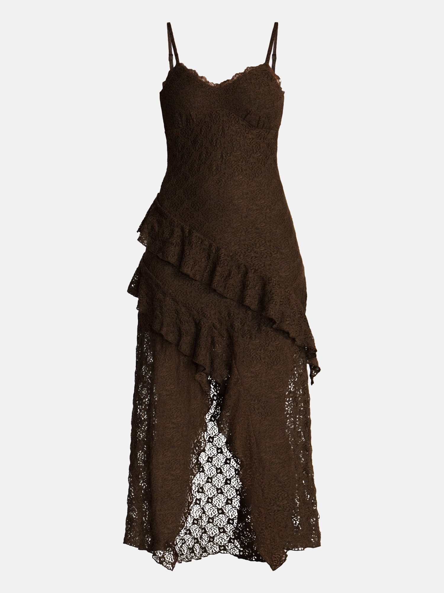 No Boundaries Lace Ruffle High Low Midi Dress, Women’s XXS-XXL