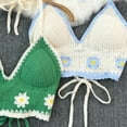 thumbnail image 4 of Hollowed Out Crocheted Beach Bikini Bras Vests for Women Bohemian Knitted Flower Halterneck Backless Crop Top Camisole, 4 of 8