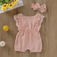 thumbnail image 3 of Summer Newborn Baby Girls Butterfly Sleeve Lace Romper + Headband Set Infant Outfits Clothes Toddler Princess Clothing Sunsuit, 3 of 6