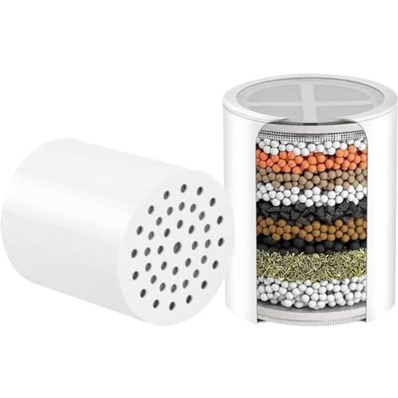 2-Pack Replacement Shower Filter Cartridge Compatible with Eskiin High Pressure Filtered Shower Heads,Water Softener Filter for Hard Water Reduce Chlorine and Harmful Substances