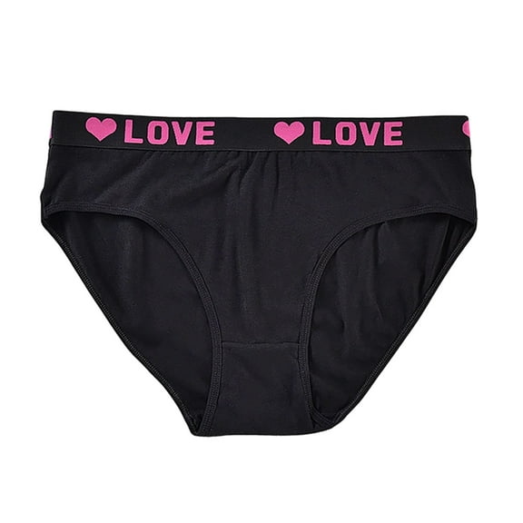 hoksml Plus Size Women's High-Waist Underwear - Breathable Lightweight Panties with Heart Letter Print, All-Day Comfort