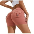 thumbnail image 2 of AXXD Yoga Shorts With Pockets,Yoga Shorts With Pockets for Women,Women Athletic Yoga Casual Stetch Shorts,Solid,High Waist Rise,Butt Lifting,PocketOrange,L (US:8), 2 of 3
