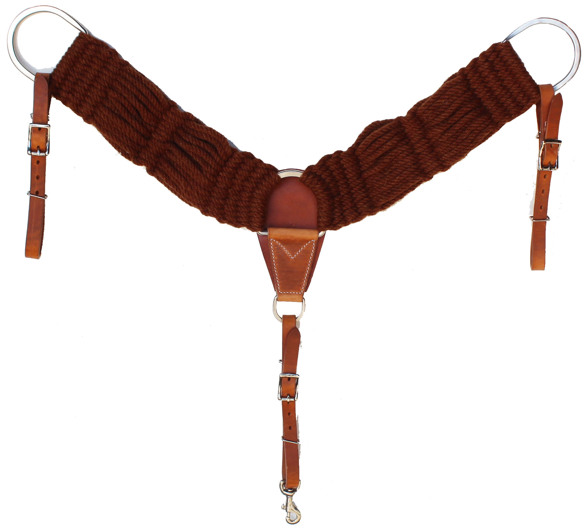 Western Mohair 25Strand Brown Breast Collar w/ Harness Leather Uptugs