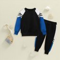 thumbnail image 2 of NOLDARES Baby Boy Fall Clothes Set Long Sleeve Crewneck Sweatshirts Pants Cute Infant Newborn Outfits(T208-Black), 2 of 5