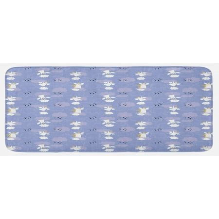 

Angel Kitchen Mat Angels Playing Harp in Sky Clouds Love Halo Harmony Innocence Plush Decorative Kitchen Mat with Non Slip Backing 47 X 19 Mauve Purple Grey White by Ambesonne