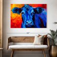 thumbnail image 3 of Elephant Stock Blue Cow Wall Art - Horizontal Canvas Wall Art - Living Room Wall Decor - Animal Canvas - Blue And Red Decor By Marion Rose - 51" x 34", 3 of 8