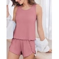 thumbnail image 5 of Ekouaer 2 Pieces Womens Tank Top Pajamas Set Soft Sleepwear Sleeveless Cami and Shorts Summer Loungewear Pjs Set, 5 of 6