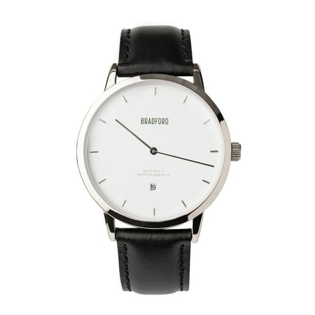 Sleek Black Leather Band - Taylor | Polished Stainless/Oil Tan Leather Black Band
