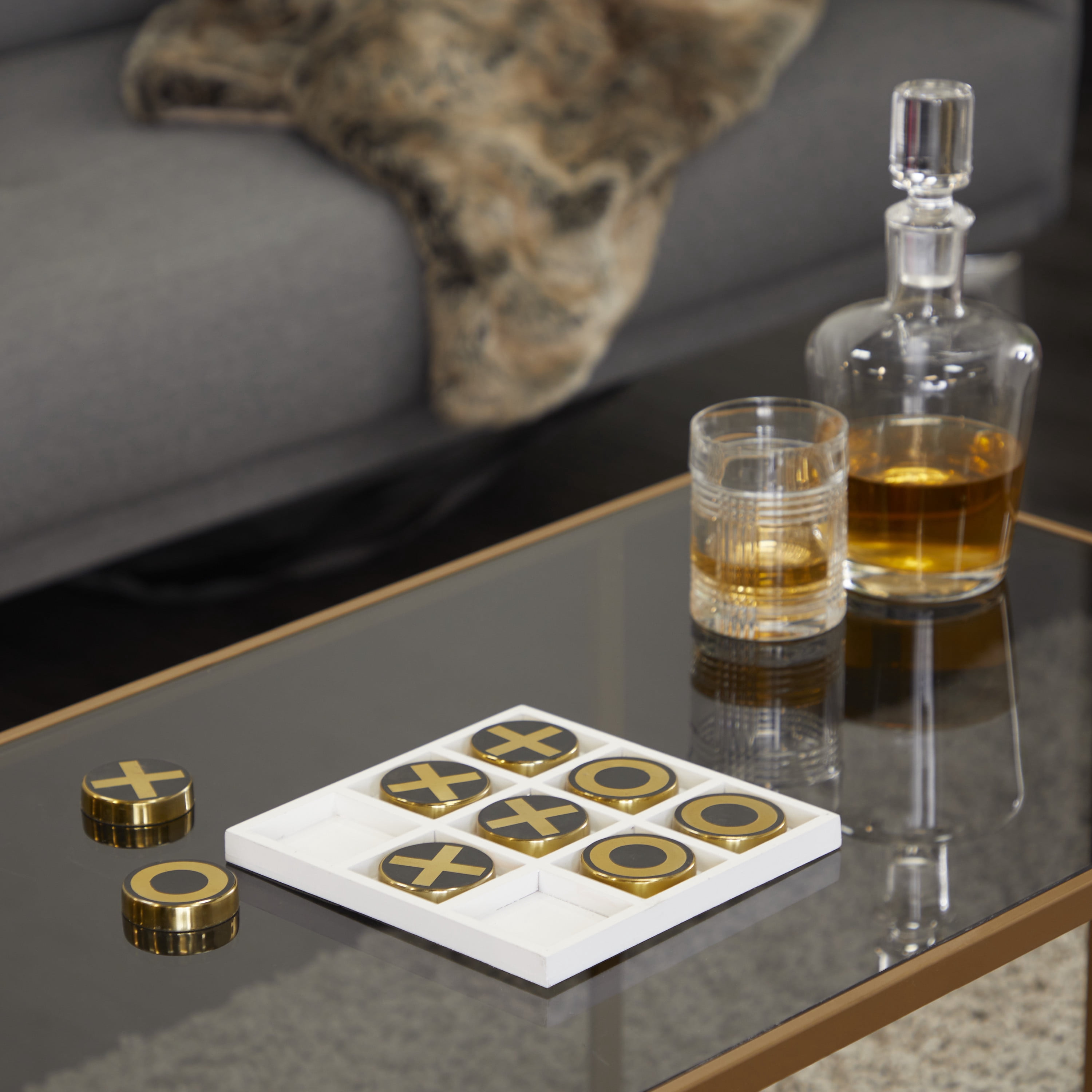 DecMode 8" x 1" Gold Stainless Steel Tic Tac Toe Game Set, 1-Piece