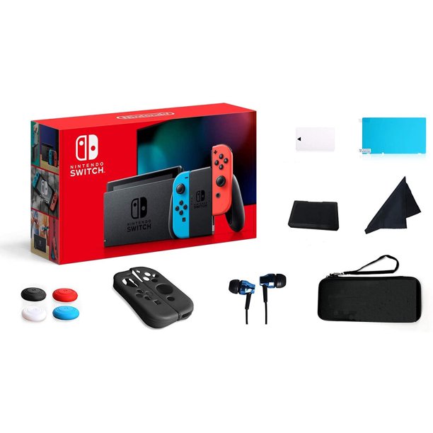 Nintendo Switch Console Set, Red and Blue JoyCon with 13 in 1