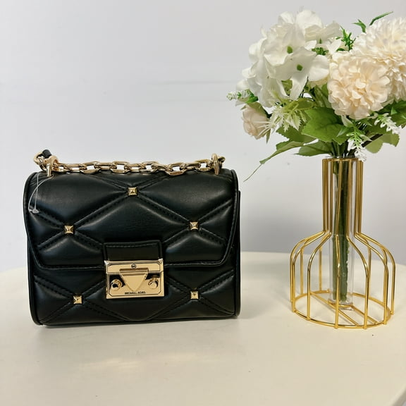 Michael Kors 35S2GNRC1I Serena Small Flap Crossbody bag With Studs Black