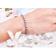 thumbnail image 3 of CZ Blue Sapphire with CZ Moissanite Bracelet,Sapphire Bracelet Tennis Chain Bracelet Round 3MM Stone Bracelet Anniversary Birthday Gift For Her, 3 of 4