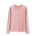 thumbnail image 2 of Trikvn Women's Long Sleeve T-Shirts Basic Crewneck Slim Fit Tops Casual Solid Undershirts Flattering Lightweight Spring Fall Everyday Wear Workout Layering Shirts, 2 of 5