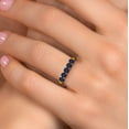 thumbnail image 4 of Gem Stone King 18K Yellow Gold Plated Silver Blue Sapphire Wedding-Bands Ring for Women | 1.10 Cttw | Round 3.5MM | Gemstone September Birthstone | Size 7, 4 of 6