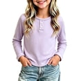 thumbnail image 2 of JOANKDMI Long Sleeve Henley Shirts for Girl 1T Ribbed Button Down Casual Pullover Tops Fall Winter Basic Tees School Clothes Fashion Activewear Slim Fit Soft Comfy Blouse, 2 of 6