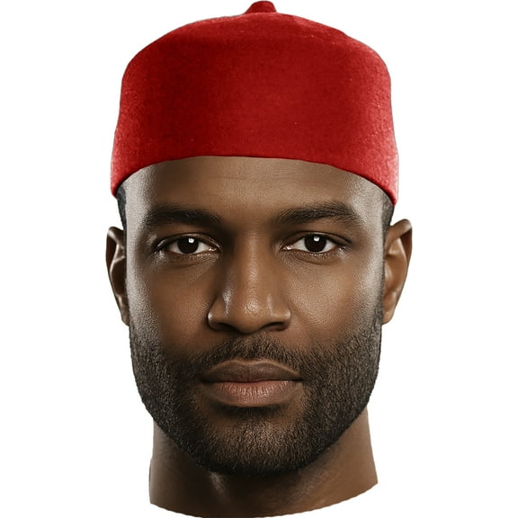 Red Wool Fez Hat for Men – Soft Felt Igbo Cap | Traditional African Hat Kufi