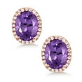 thumbnail image 2 of Gem Stone King 3.68 Ct Oval Purple Amethyst 18K Rose Gold Plated Silver Earrings, 2 of 5
