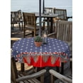 thumbnail image 2 of Outdoor Tablecloth with Umbrella Hole for Patio/Picnic/Party/Camping, Independence Day Waterproof Table Cloth Round Cover Washable, 4th of July Star Blue Red Striped (Dia 54"), 2 of 8