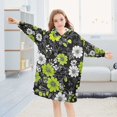 thumbnail image 5 of FORMRS Wearable Blanket Hoodie with Sleeves for Kids Cozy Flannel Sweatshirt, White Flower Pattern, 5 of 7