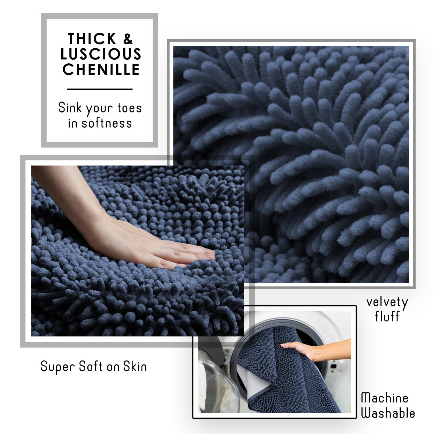 Lammaloe Chenille Bathroom Rugs Non Slip Bath Mat, 26"× 44" Ultra Absorbent, Bath Mats for Bathroom, Soft Sage