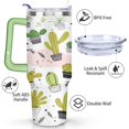 thumbnail image 3 of Cup with Handle and Straws 40 oz Stainless Steel Cactus Travel Cup Birthday Present for Men Dad Son Husband Gifts for Him/Her Water Bottle, 3 of 7