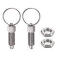 thumbnail image 1 of Unique Bargains 2Pcs Spring Plunger 3/8˝-16 Thread Size with Pull Ring Round Head Retractable Index Plunger, 1 of 5