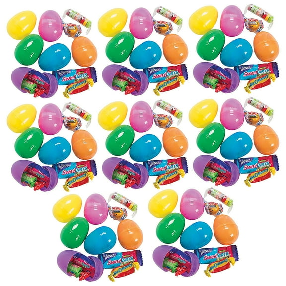 Fun Express 2 1/4" Bulk 144 Pieces Candy-Filled Bright Plastic Easter Eggs