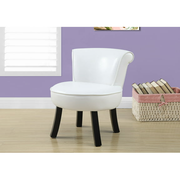 Monarch Specialties Juvenile Chair, Accent, Kids, Upholstered, White Leather Look,