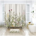 thumbnail image 2 of CAILDANL Wildflower Botanical Shower Curtain for Bathroom Decor 72Wx72H Inch Floral Flower Plant Herbs Sage Green Leaves Decorative Bath Set Bathroom Accessories Fabric Waterproof 12 Pack Hooks, 2 of 7