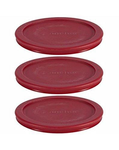 946 ml red Round Anchor Hocking Replacement Lid 4 Cup Set of 3 lids