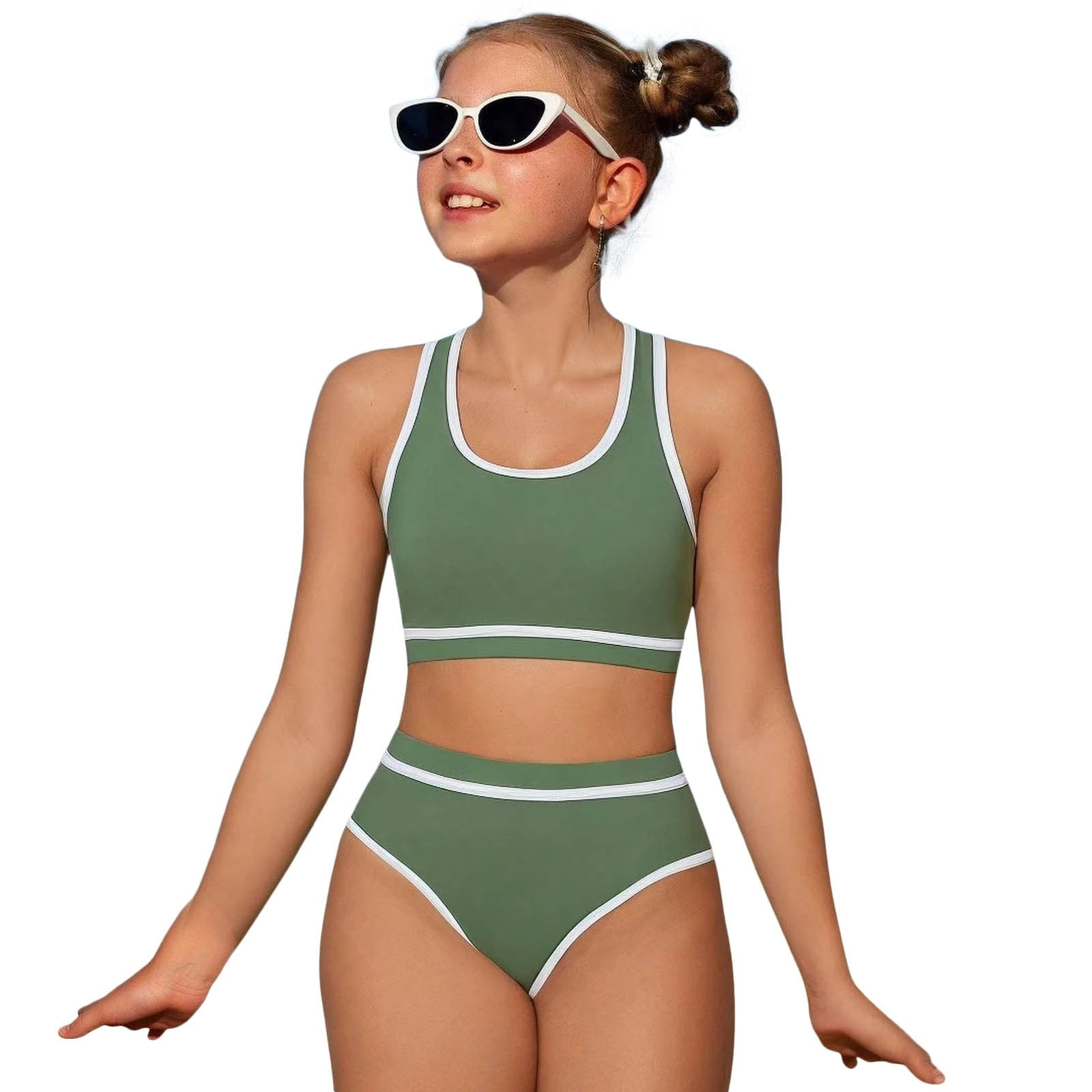 XZNPDUCQ Toddler Girl's 2 Piece Swimsuits Soild Bikini Bathing