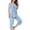 05 Light Blue, variant on Weiqiqre Summer Two Piece Sets for Women Sleepwear Sets Short Sleeve Button Tops and Capri Pants Loungewear