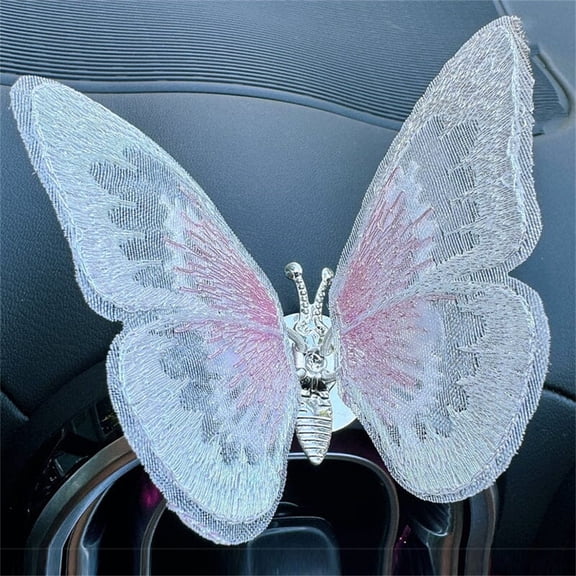 PATLOLLAV 1 Pcs Butterfly Air Aromatherapy Clips Car Accessories, Embroidery Butterfly Car Vent Clip, Embroidery Butterfly Decoration with Dancing Wings, Car Interior Accessories Car Vent Ornament