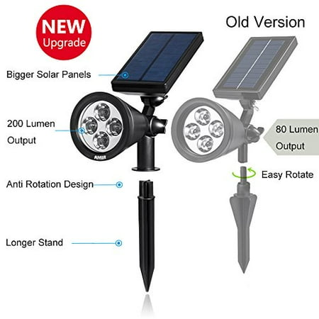 Amir Solar Spotlights Outdoor Upgraded Waterproof 4 Led