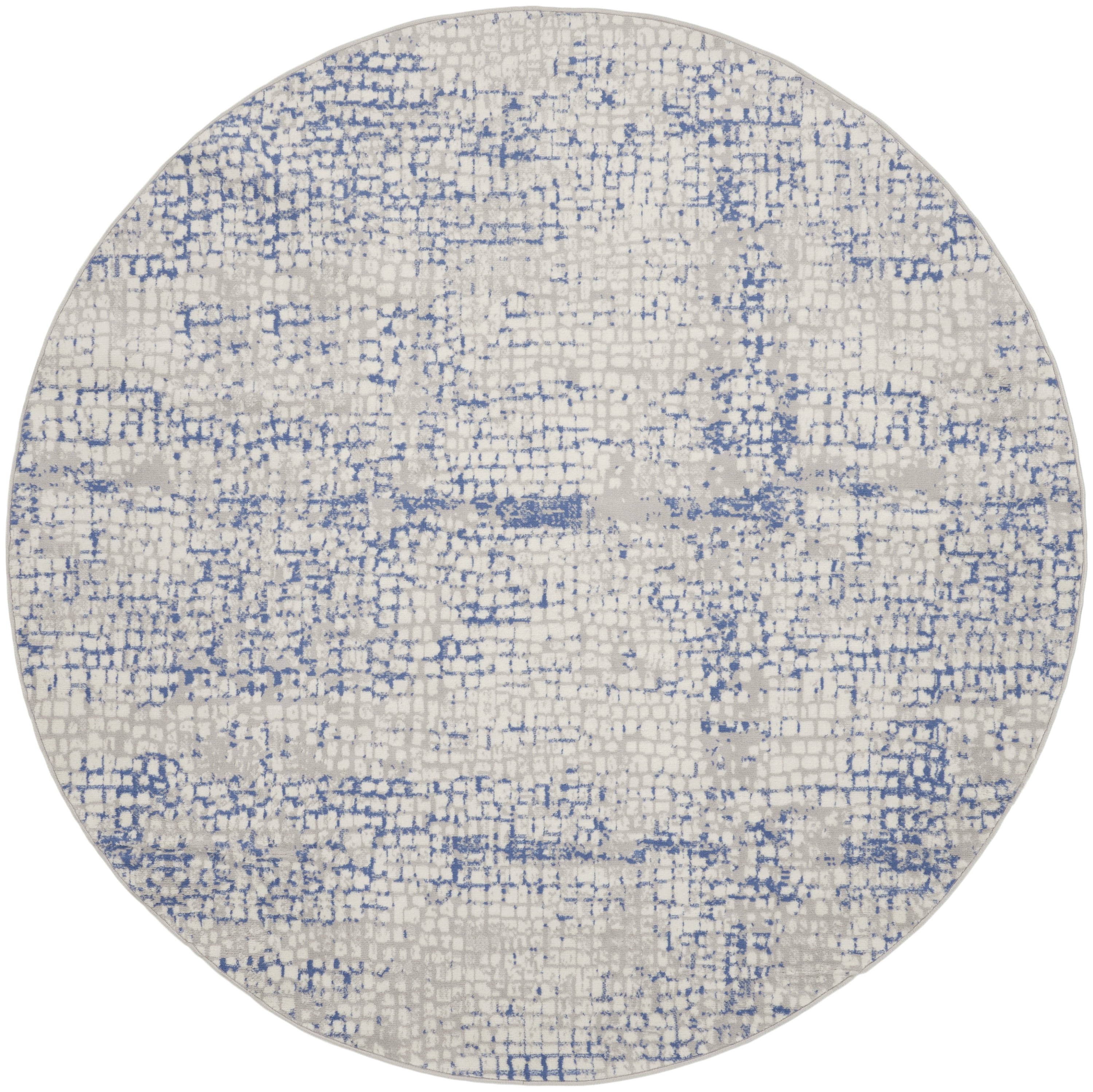 Nourison Whimsicle Artistic Modern Grey Blue 8' x round Area Rug, (8' Round)